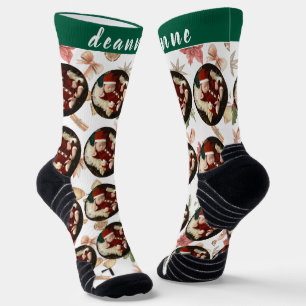 Simple Elegant Funny Christmas Family Photo Socks