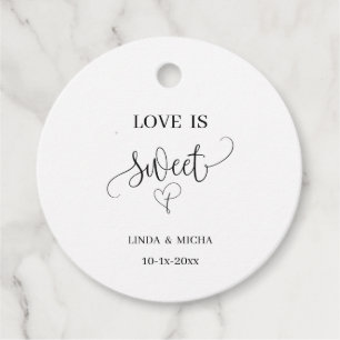 simple elegant gift Love is sweet wedding favour Tags