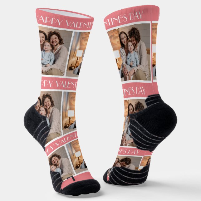 Simple Elegant Gift Valentines day Family Photo Socks (Angled)