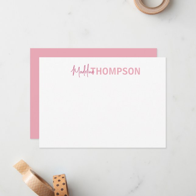 Simple Elegant Girly Blush Pink Name Card (Front/Back In Situ)