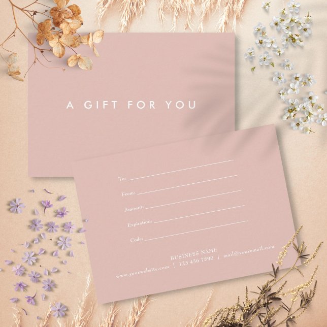 Simple Elegant  Girly Pink Gift Certificate (Simple Elegant Girly Pink Gift Certificate)