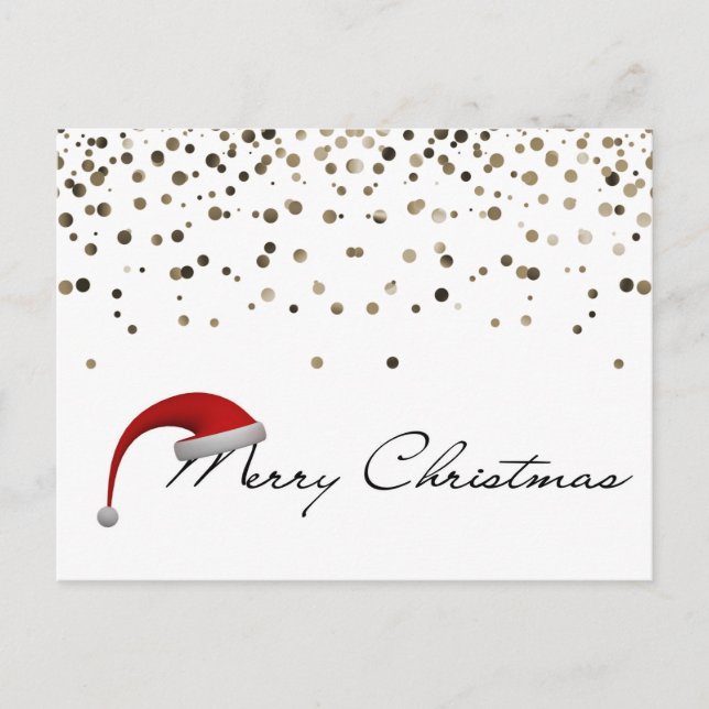 Simple Elegant Glitter Decor Santa Hat Christmas Holiday Postcard (Front)