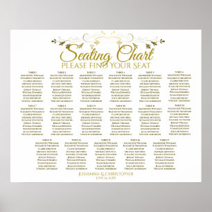 Simple Elegant Gold 17 Table Wedding Seating Chart