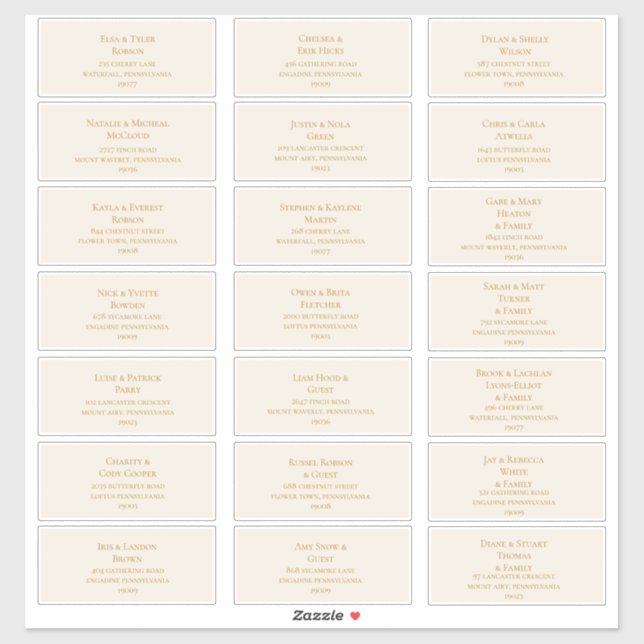 Simple Elegant Gold and Ivory Guest Address Labels (Sheet)