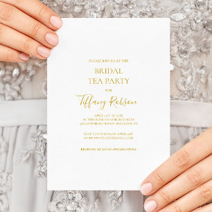Simple Elegant Gold Bridal Tea Party Invitation