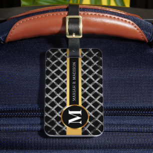 Simple Elegant Gold Brushed Metal Monogrammed Luggage Tag