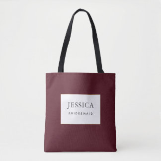 Simple Elegant Gold Burgundy Wine Bridesmaid Tote Bag