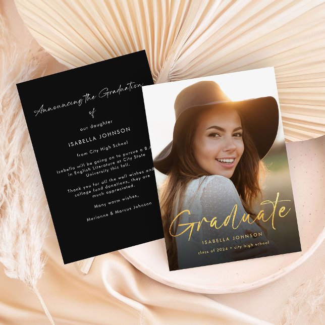 Simple Elegant Gold Calligraphy Graduation  Announcement (Creator Uploaded)