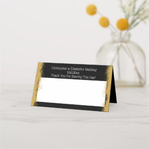 Simple Elegant Gold Colour Black Wedding Place Car Card