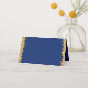 Simple Elegant Gold Coloured Edge Blue Place Card
