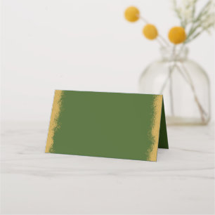 Simple Elegant Gold Coloured Edge Green Place Card