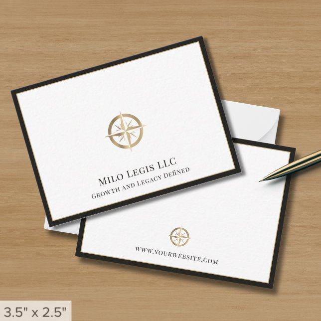 Simple Elegant Gold Compass Logo  Card (Creator Uploaded)