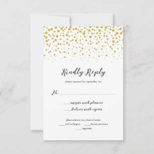 Simple Elegant Gold Confetti Wedding Response Card