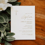 Simple Elegant Gold Cross Calligraphy Baptism Invitation<br><div class="desc">Our Simple Elegant Gold Cross Calligraphy Baptism Invitation features a faux gold foil cross,  paired with modern type and beautiful gold foil calligraphy script.</div>