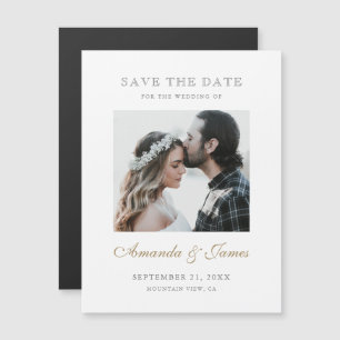 Simple Elegant Gold Custom Photo Save the Date Magnetic Invitation