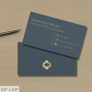 Simple Elegant Gold Diamond Logo Business Card