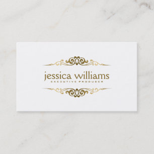 Simple Elegant Gold Floral Elements Business Card