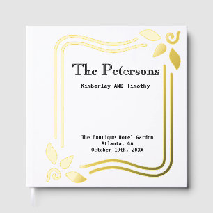 Simple Elegant Gold Foil Frame Wedding Guest Book