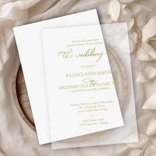 Simple Elegant Gold Foil Script Classic Wedding Vellum Invitations