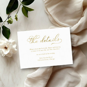 Simple Elegant Gold Foil Wedding Details Card