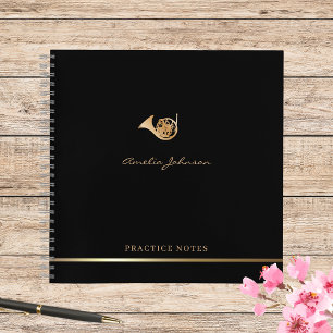 Simple Elegant Gold French Horn Musician Teacher Notebook