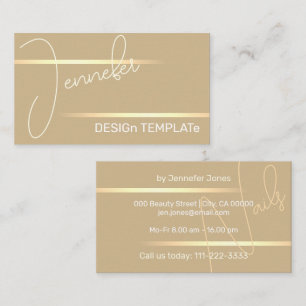 Simple Elegant Gold Golden Lines Siganture Luxury Business Card