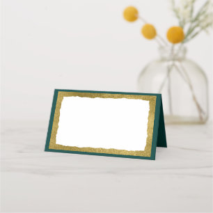 Simple Elegant Gold Green Party Event Place Card