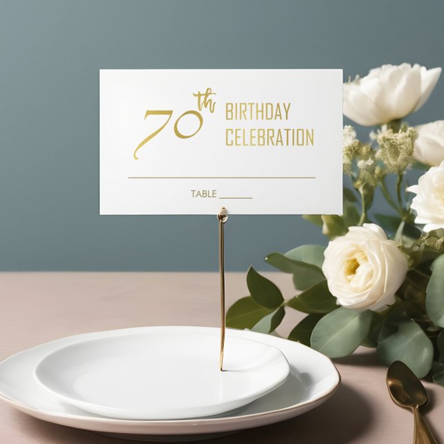 SIMPLE ELEGANT GOLD GREY TYPOGRAPHY 70 BIRTHDAY PLACE CARD (Creator Uploaded)