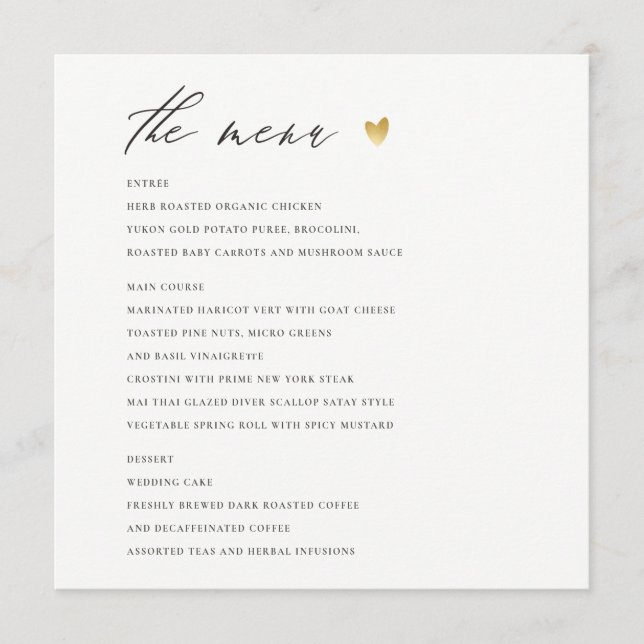 SIMPLE ELEGANT GOLD GREY TYPOGRAPHY menu card (Front)