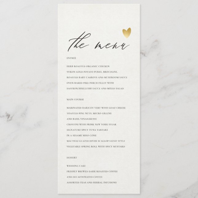 SIMPLE ELEGANT GOLD GREY TYPOGRAPHY menu card (Front)
