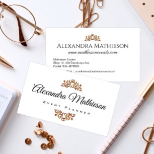 Simple Elegant Gold Jewel Modern Event Planner Business Card
