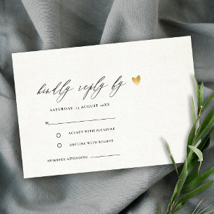 SIMPLE ELEGANT GOLD KRAFT TYPOGRAPHY RSVP CARD