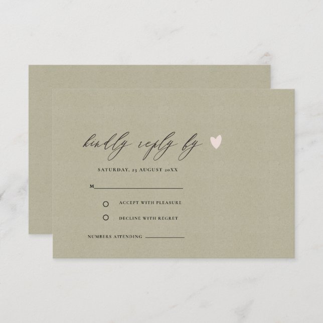 SIMPLE ELEGANT GOLD KRAFT TYPOGRAPHY RSVP INVITATION (Front/Back)