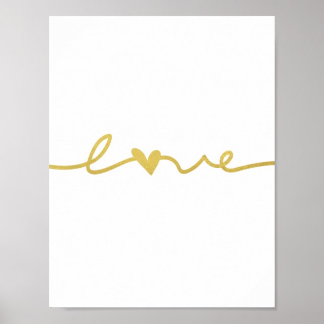Simple Elegant Gold Love Script Poster (Front)