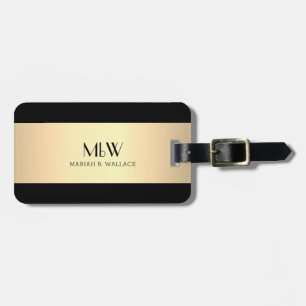 Simple Elegant Gold Metal monogrammed Name Luggag Luggage Tag