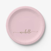 Simple Elegant Gold Monogram Script Blush Pink 