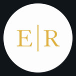Simple Elegant Gold Monogram Wedding Classic Round Sticker<br><div class="desc">Elegant and classic wedding sticker featuring a simple design with your two initial monogram in a faux serif font over a white background. The background and font colours may be changed to any colours that you wish. A basic design that still comes across as chic and stylish. These stickers are...</div>