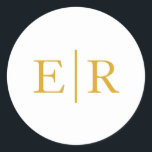 Simple Elegant Gold Monogram Wedding Classic Round Sticker<br><div class="desc">Elegant and classic wedding sticker featuring a simple design with your two initial monogram in a faux serif font over a white background. The background and font colours may be changed to any colours that you wish. A basic design that still comes across as chic and stylish. These stickers are...</div>