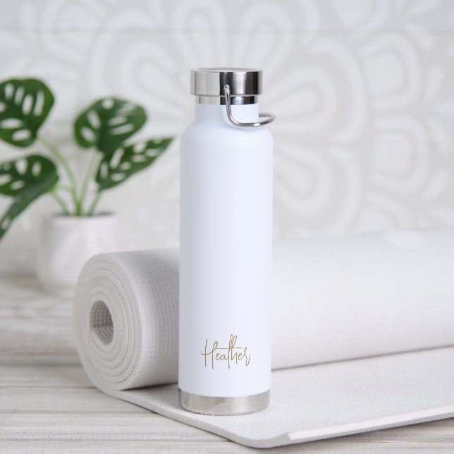Simple Elegant Gold Name Modern Water Bottle (Yoga)