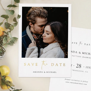 Simple Elegant Gold Photo Save the Date Wedding