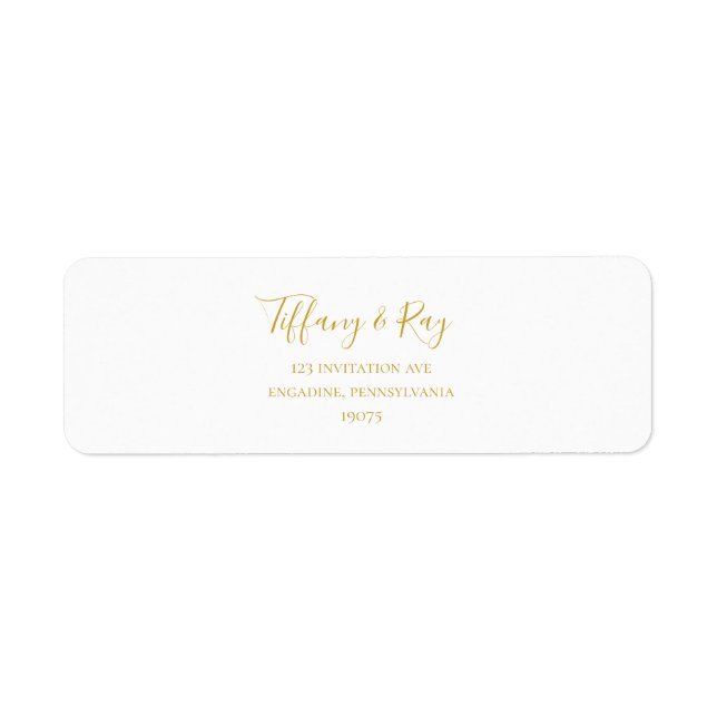 Simple Elegant Gold Return Address Label (Front)
