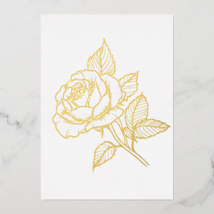 Simple Elegant Gold Rose Blank Note Card