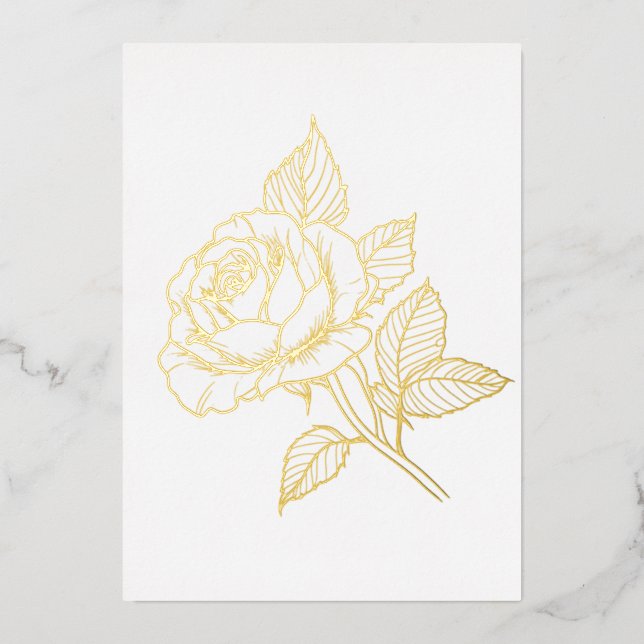 Simple Elegant Gold Rose Blank Note Card (Front)
