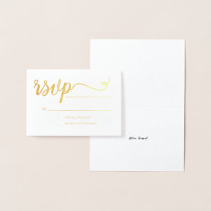 Simple Elegant gold RSVP script wedding Foil Card