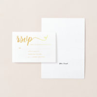 Simple Elegant gold RSVP with Number of guests