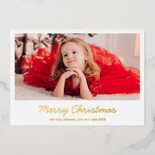 Simple Elegant Gold Script Merry Christmas Photo