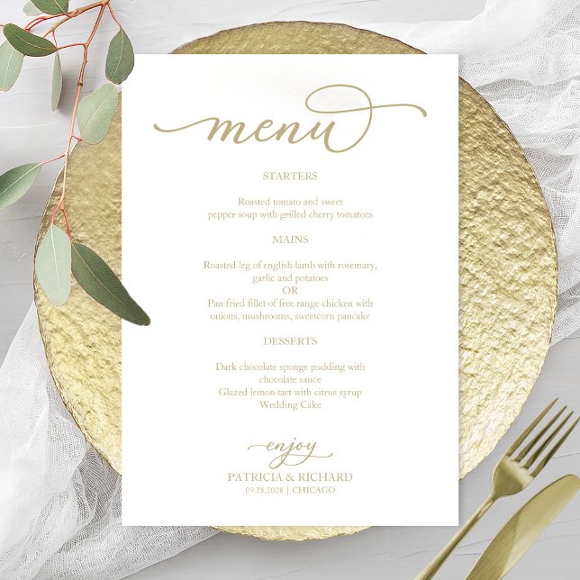 Simple Elegant Gold Script Wedding Menu (Creator Uploaded)