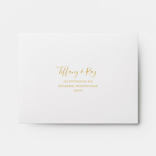 Simple Elegant Gold Self Addressed RSVP Envelope (Front)