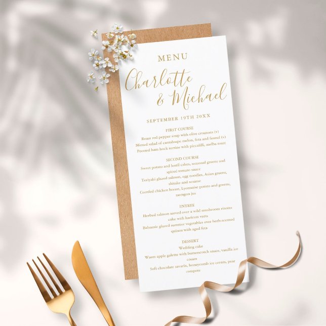 Simple Elegant Gold Signature Script Wedding Menu (Creator Uploaded)