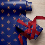 Simple elegant gold snowflakes navy Christmas Wrapping Paper<br><div class="desc">Christmas minimal elegant gold copper snowflakes pattern dark navy blue wrapping paper.</div>